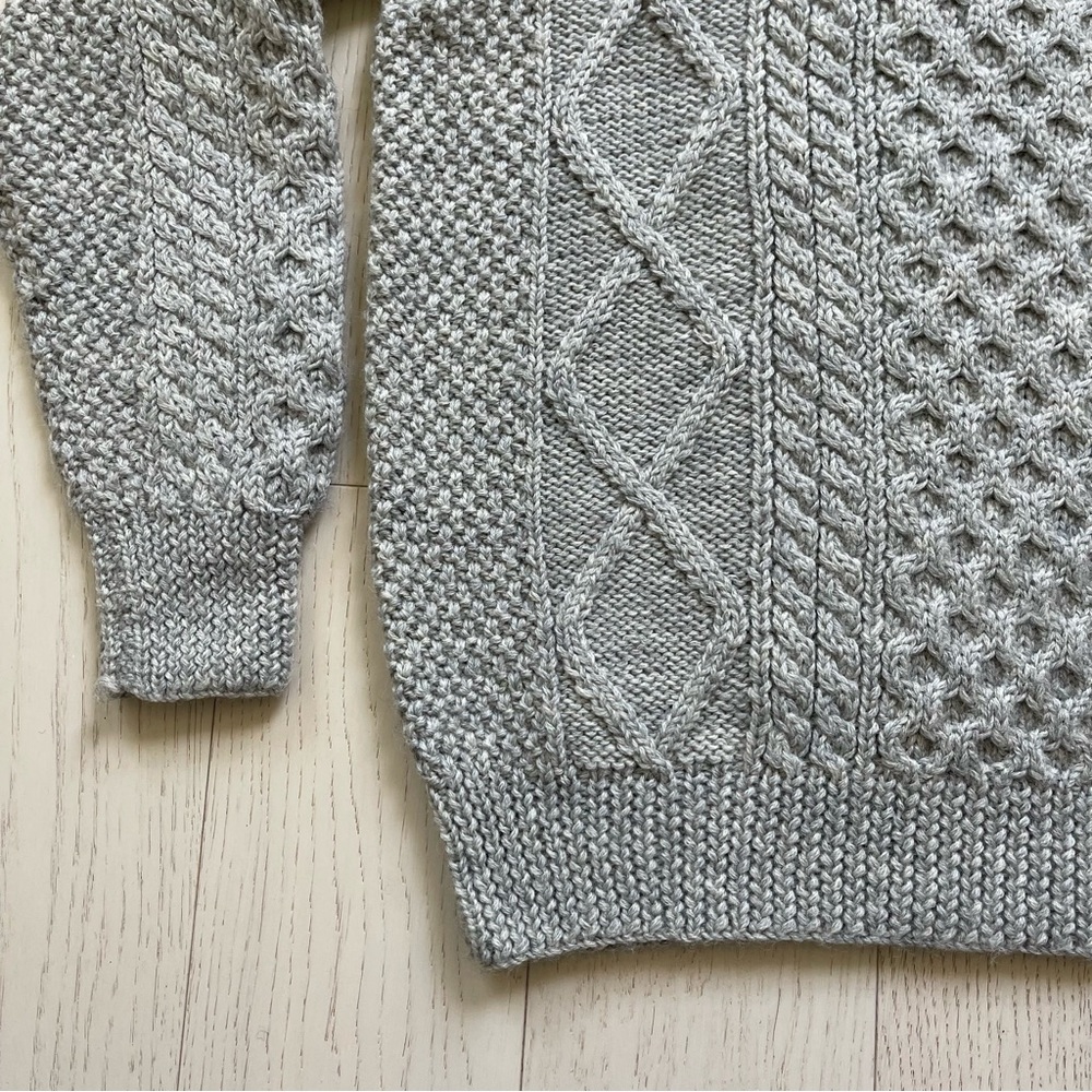 Vintage Maine Bay Thick Cable Knit 100% Wool Hand Knitted Fisherman Sweater - Picture 6 of 16